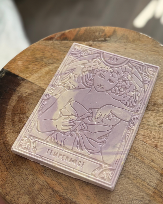Carte tarot Tempérance violet blanc