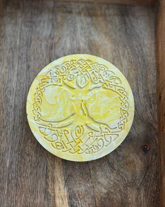 Plaque arbre de vie / Yggdrasil blanc & jaune