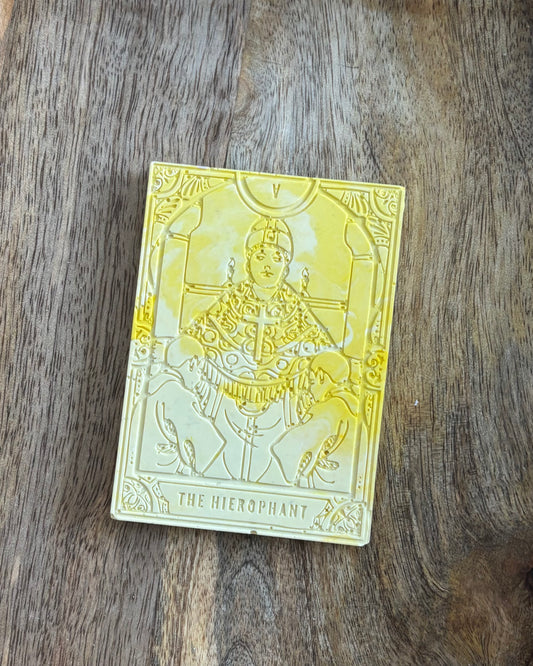 Carte tarot hierophante / pape  - jaune marbré